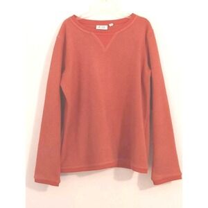 Denim & Company Orange Waffle Knit Sweatshirt Women's Size Medium Pre-owned